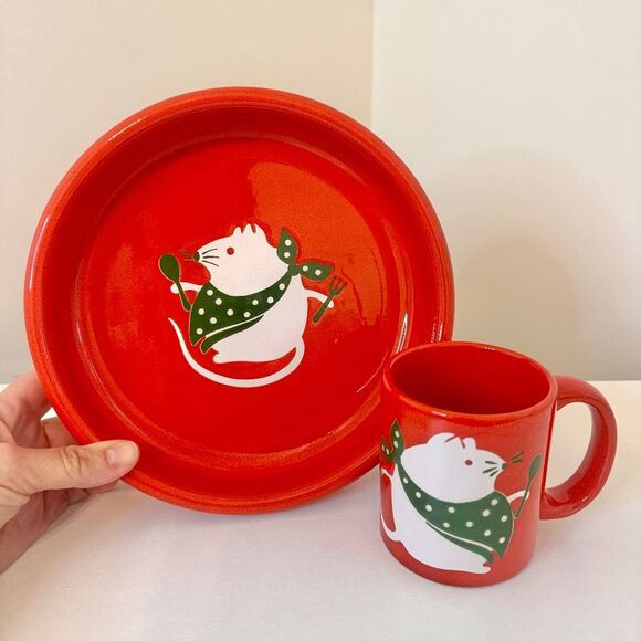 Vintage Waechtersbach West Germany Hungry Mouse Mug and Plate Set - Picture 1 of 14